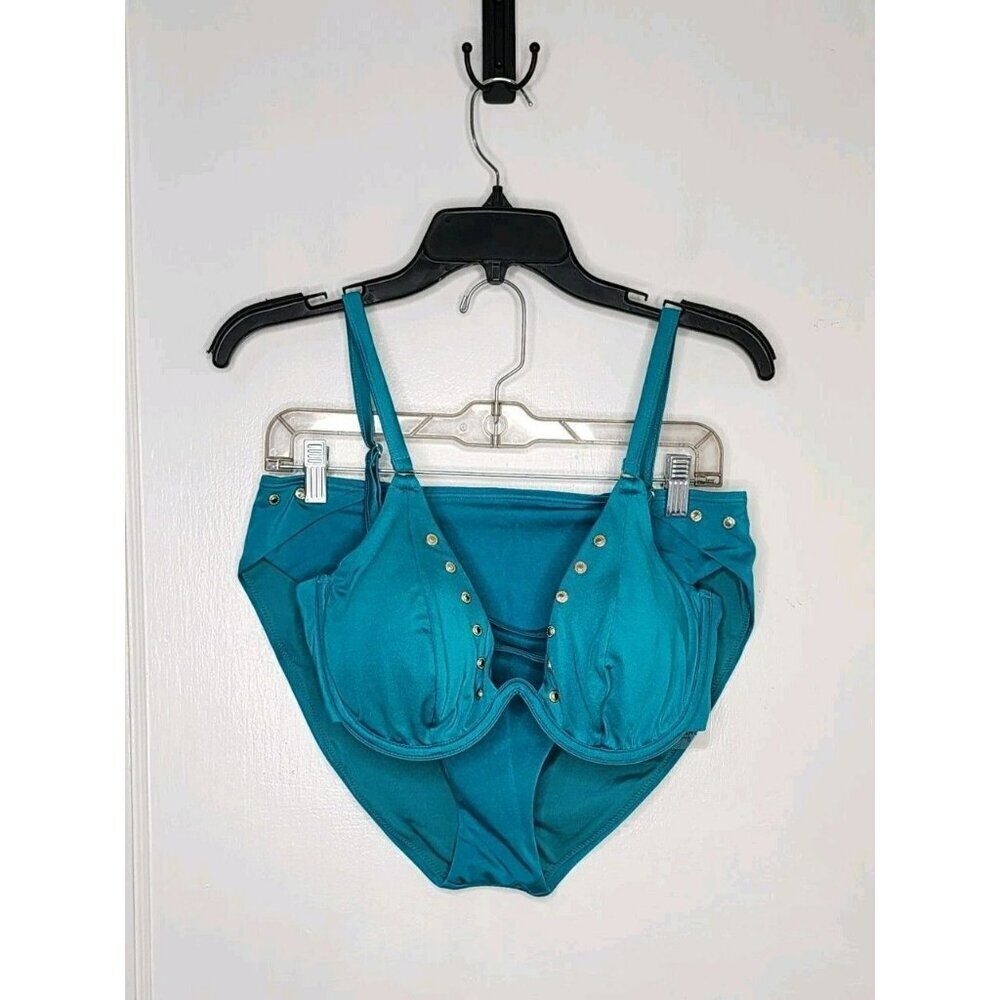 NWT Ashley Graham X Swimsuits For All Size 10/12 Teal Legendary Underwire Bikini